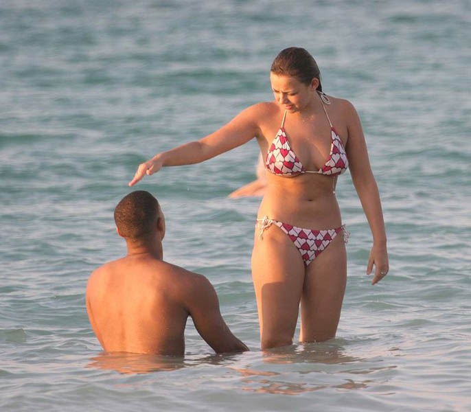 Charlotte Church in bikini with boyfriend swimming in a sea. Photo #3.