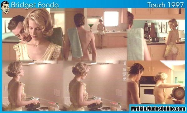 famous actress Bridget Fonda shows her nice boobs. 