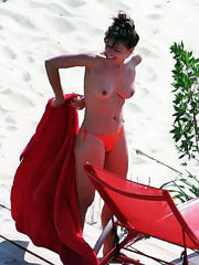 Elizabeth Hurley topless in see thru..