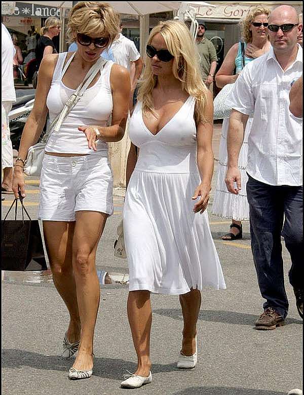 Pamela Anderson hard nipples fro see thru top Photo #2. 