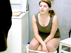 Busty Sophie Guillemin sitting on toilet
