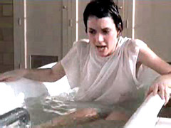 Young celeb Winona Ryder in wet